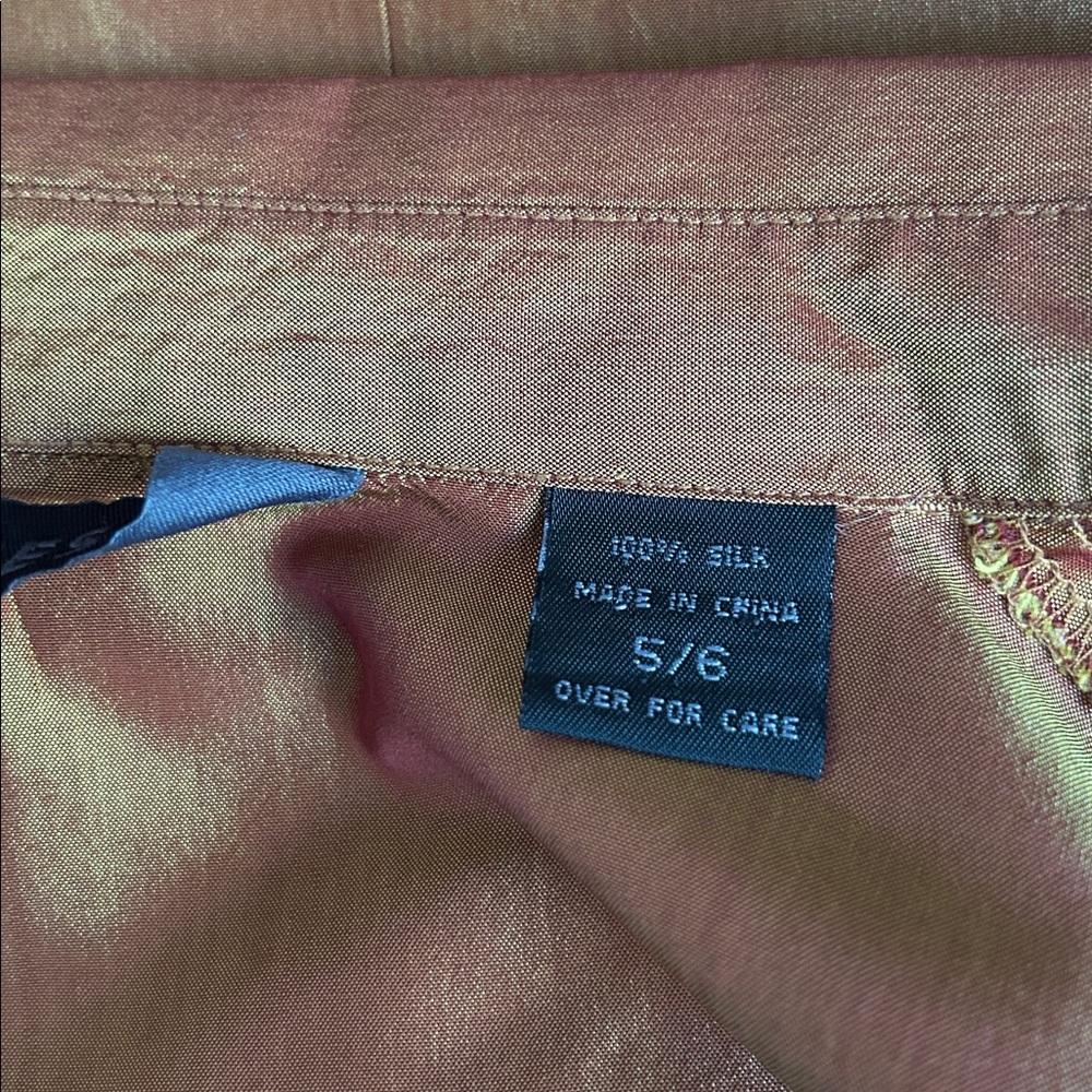 Express Shiny Gold/Copper Raw Silk Blouse sz 5/6 (M) - Picture 8 of 8